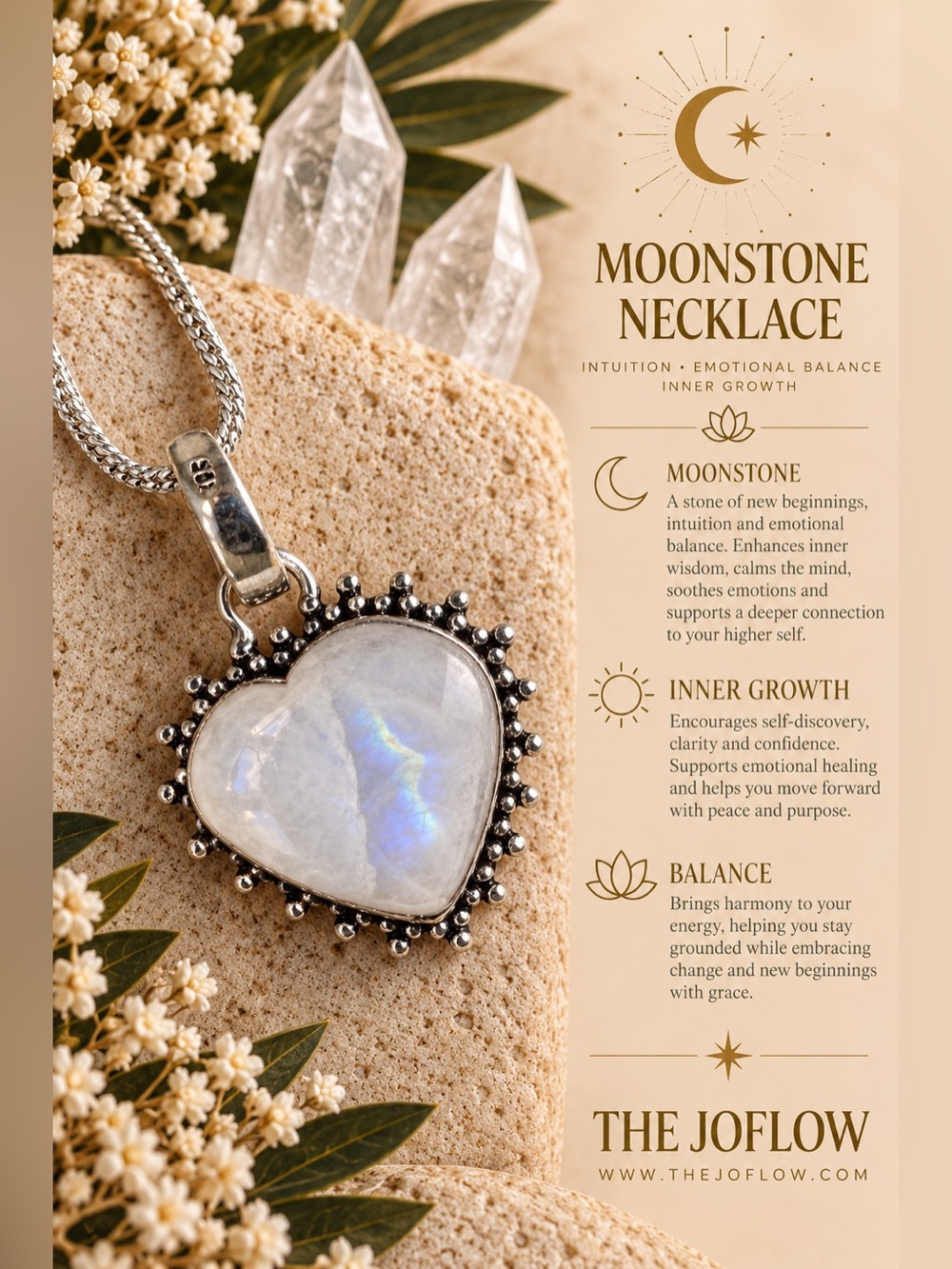 925 INSANE Lightning Flash Moonstone Heart ❤️ Pendant Necklace